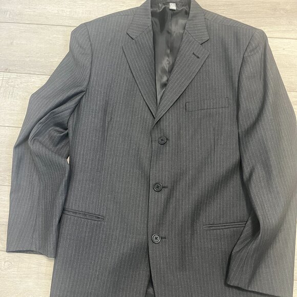 Mens TYM TRES YOU MAN Sport Coat Blazer Size 40 Black/Grey Pinstripe - Picture 1 of 9